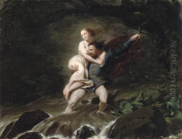 The Heroic Rescue Oil Painting by Fritz Zuber-Buhler