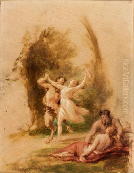 Scene De Bacchanale Oil Painting by Fritz Zuber-Buhler