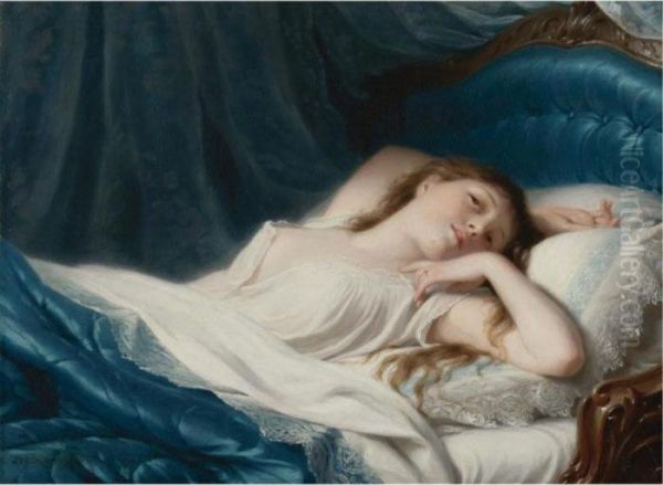 Reclining Beauty Oil Painting by Fritz Zuber-Buhler