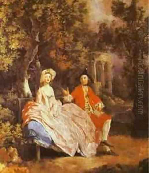 Self Portrait With His Wife Margaret 1746-47 Oil Painting by Thomas Gainsborough