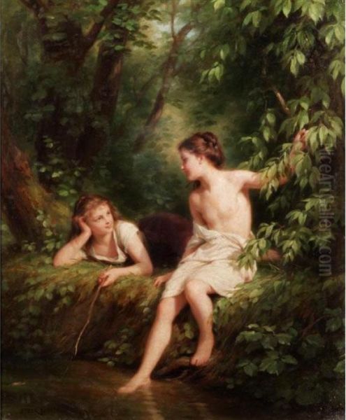 The Woodland Pool Oil Painting by Fritz Zuber-Buhler