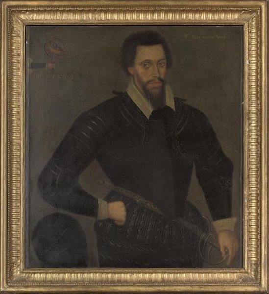 Portrait Of A Gentleman, 
Traditionally Identified As Sir Maximisian Norris, Half-length, In 
Armour, His Hand On The Hilt Of His Sword, With His Insignia To The 
Upper Left Oil Painting by Federico Zuccari