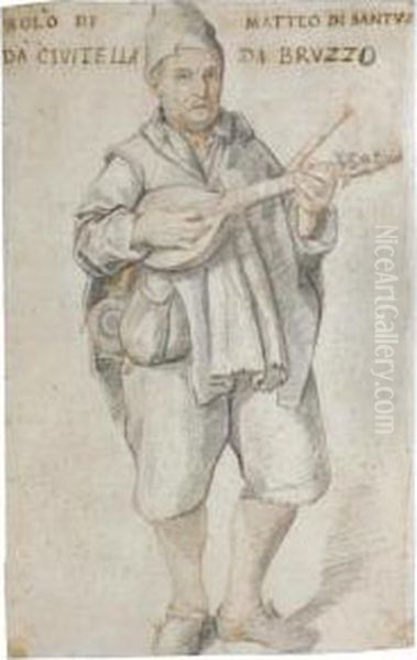 Portrait Of A Street Musician Oil Painting by Federico Zuccaro