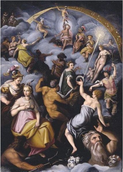 The Assembly Of The Gods Oil Painting by Jacopo Zucchi