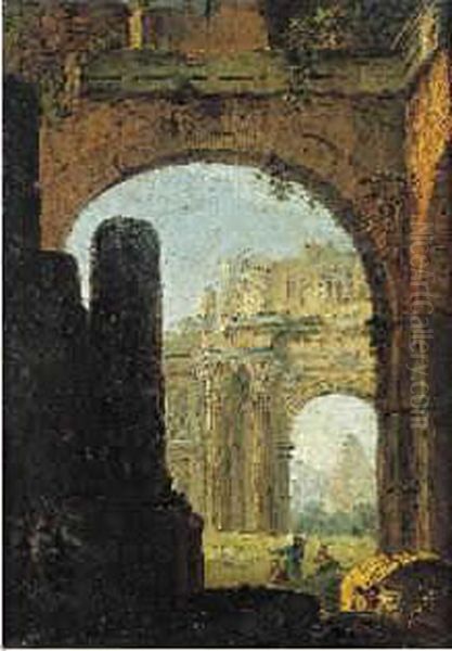 Ruines Antiques Animees De Promeneurs Oil Painting by Jacopo Zucchi