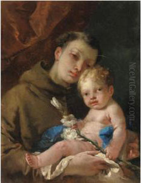 Sant'antonio Da Padova Col Bambino Oil Painting by Francesco Zugno