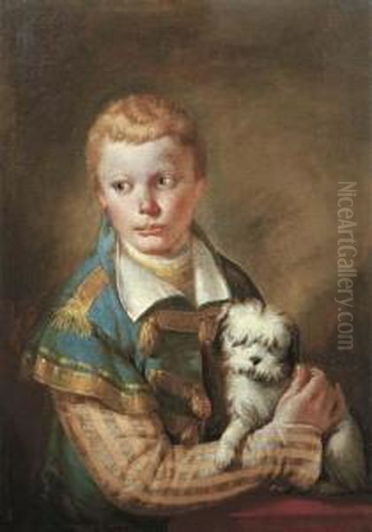 Portrait Of A Young Boy With A Dog Oil Painting by Francesco Zugno