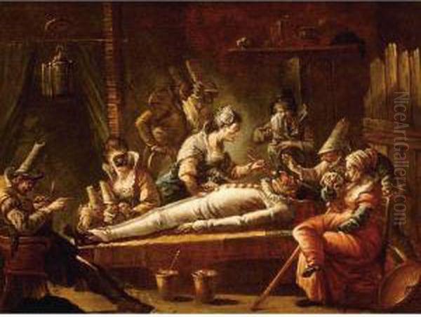 Death Of Pulcinella Oil Painting by Francesco Zugno