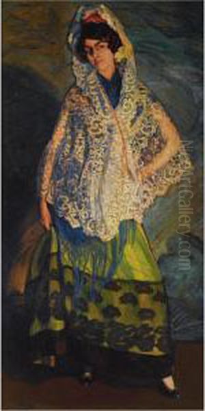 La Morenita Oil Painting by Ignacio Zuloaga Y Zabaleta