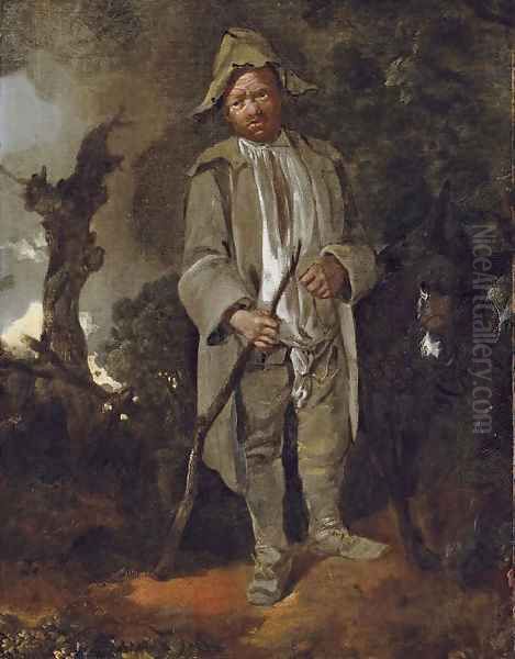 An old peasant with a donkey in a wooded landscape Oil Painting by Thomas Gainsborough