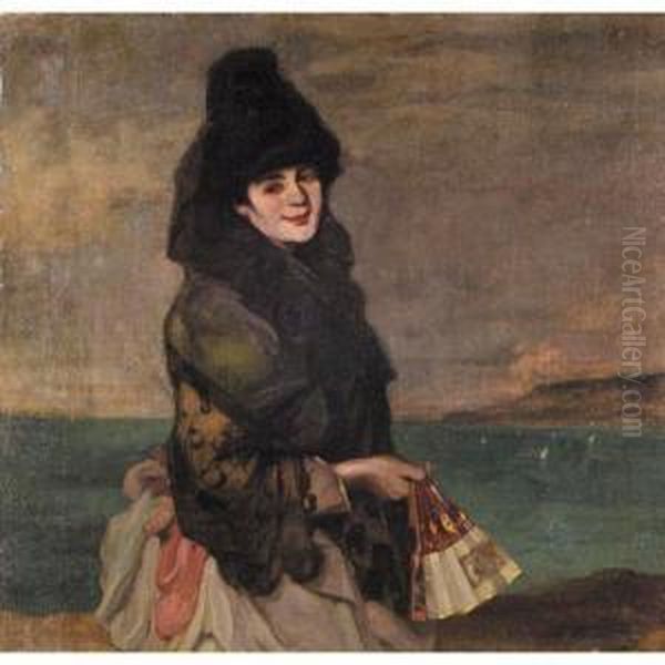 Muchacha Junto Al Mar (woman By The Sea) Oil Painting by Ignacio Zuloaga Y Zabaleta