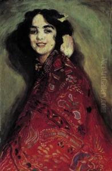 Ragazza Orientale In Kimono Oil Painting by Ignacio Zuloaga Y Zabaleta