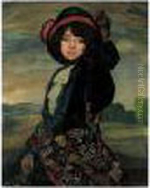 Retrato De Actriz (a Spanish Actress) Oil Painting by Ignacio Zuloaga Y Zabaleta