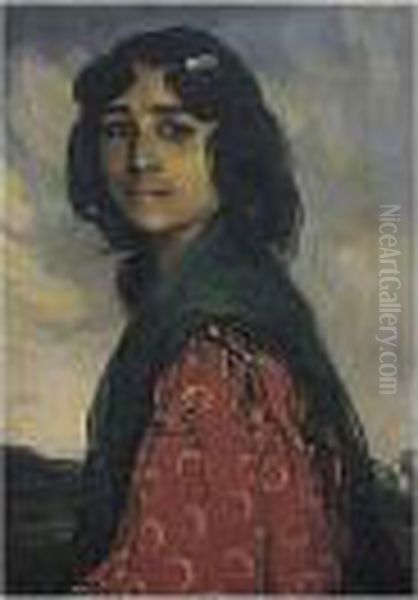 Gitana (young Gypsy) Oil Painting by Ignacio Zuloaga Y Zabaleta