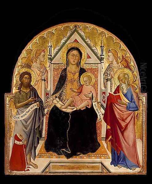 Madonna and Child with Sts John Baptist and Paul c. 1375 Oil Painting by Don Silvestro Dei Gherarducci