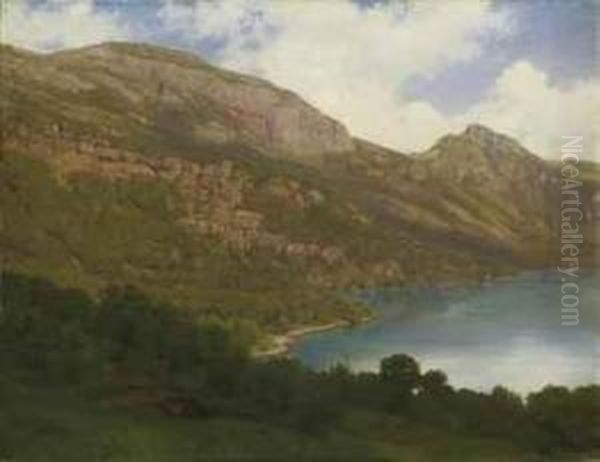 Vierwaldstattersee Mit Blick Auf Die Rigiflanke Oil Painting by Robert Zund