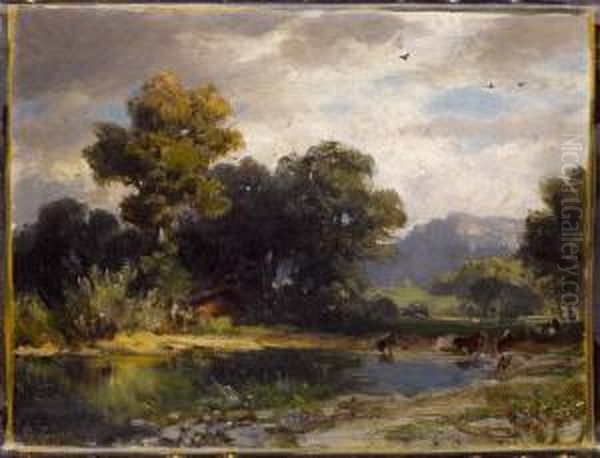 Studie Zum Gemalde Blick Auf Den Burgenstock Von Langensand Oil Painting by Robert Zund