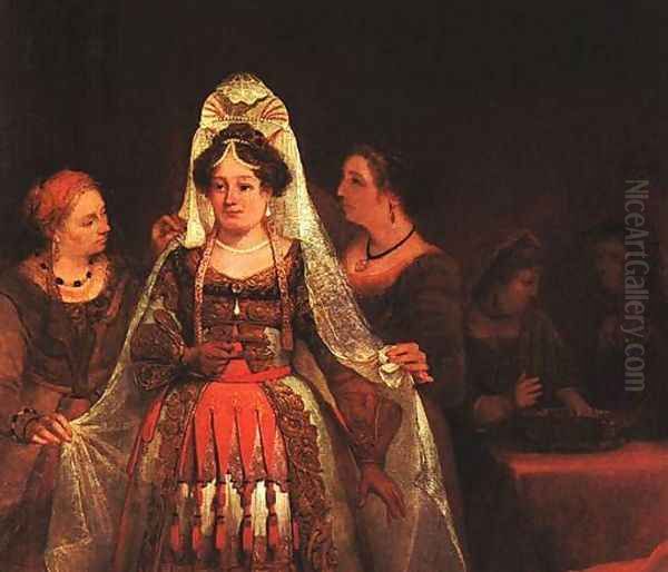 The Jewish Bride (Esther Bedecked) 1684 Oil Painting by Aert De Gelder