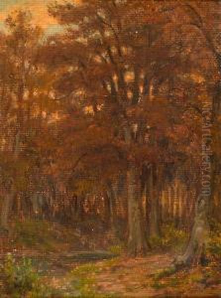 Waldlandschaft. Oil Painting by Robert Zund