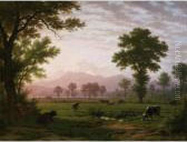 Landscape Near Lucerne With View To Mount Rigi Oil Painting by Robert Zund