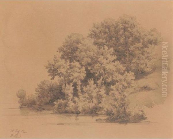 Baume Am Wasser, 1852 
Trees At The Shore, 1852 Oil Painting by Robert Zund