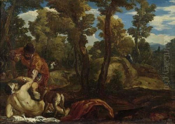 The Good Samaritan. 1860. Oil Painting by Robert Zund