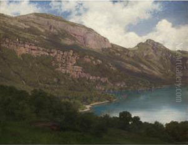 Rigirotfluh Und 
Vierwaldstattersee 1857 Rigirofluh And Lake Of 
The Four Cantons 1857 Oil Painting by Robert Zund