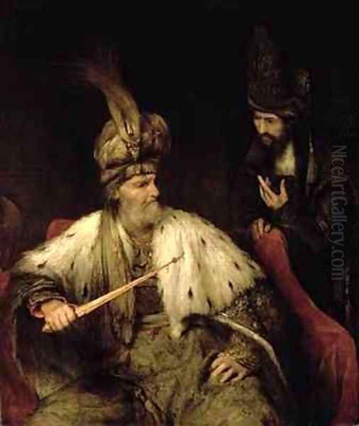 Ahasuerus and Haman Oil Painting by Aert De Gelder