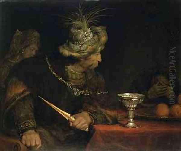 King Ahasuerus Condemning Haman Oil Painting by Aert De Gelder