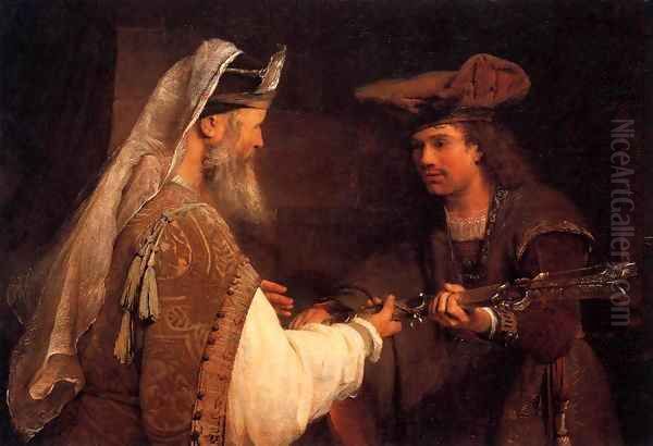 Ahimelech Giving the Sword of Goliath to David Oil Painting by Aert De Gelder