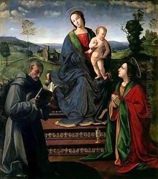 Madonna and Child with St Francis of Assisi and St Mary Magdalene Oil Painting by Ridolfo Ghirlandaio