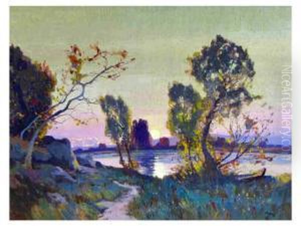 Sunset, White River Oil Painting by John Zwara