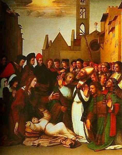 St Zenobius Raising a Boy from the Dead Oil Painting by Ridolfo Ghirlandaio