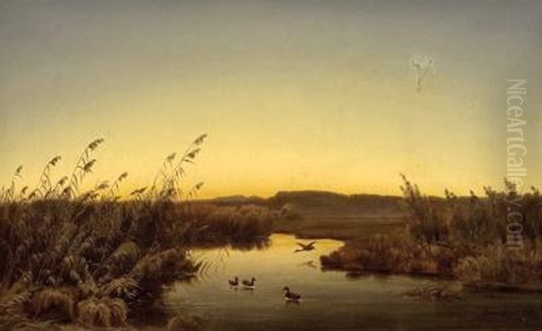 Abendstimmung Am Ufer Oil Painting by Anton Zwengauer