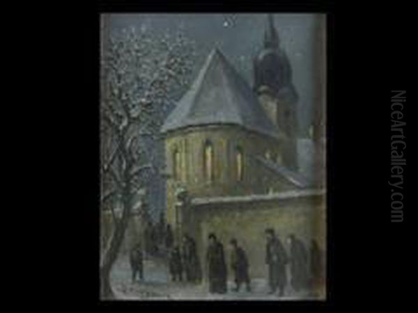 Kirchgang Oil Painting by Anton Zwengauer