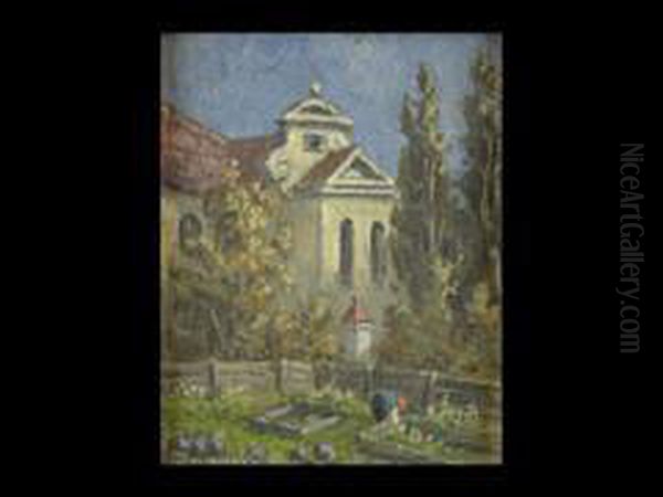 Schrebergarten Vor Kirche Oil Painting by Anton Zwengauer