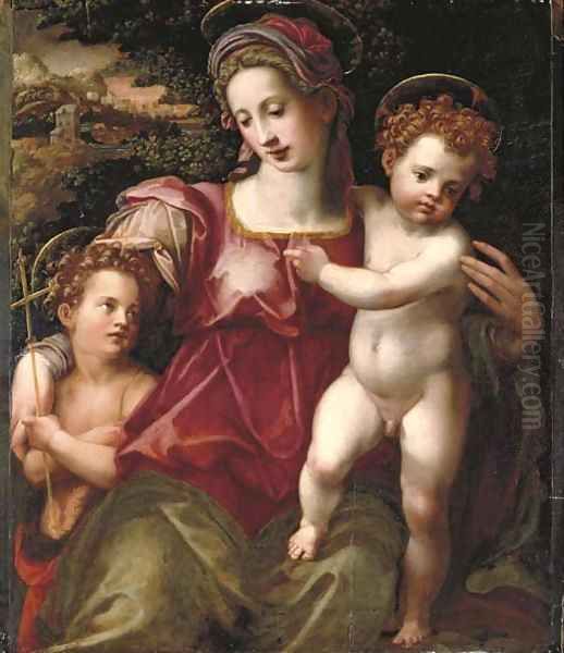 The Madonna and Child with the Infant Saint John the Baptist Oil Painting by Ridolfo Ghirlandaio