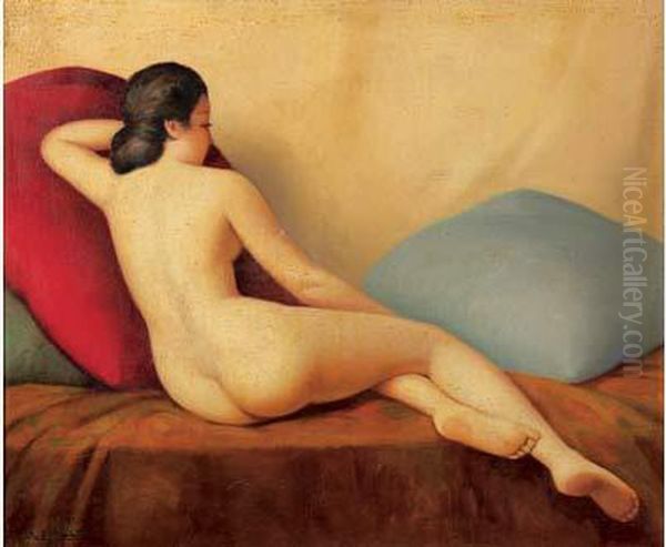 Le Repos Du Modele Oil Painting by Augustin Zwiller