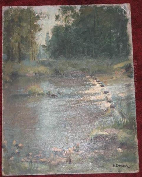 Le Ruisseau Oil Painting by Augustin Zwiller