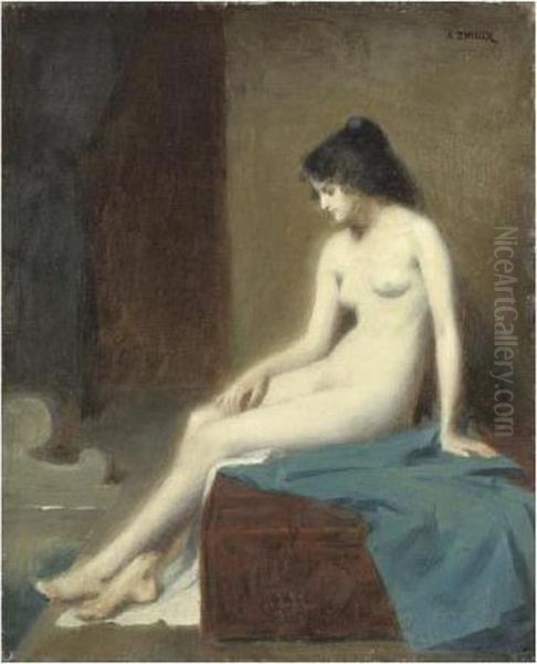 Jeune Femme Nue Oil Painting by Augustin Zwiller