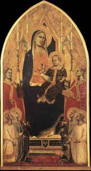 Madonna and Child Enthroned with Angels and Saints 1355 Oil Painting by Agnolo Gaddi