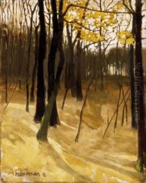 Autumn Forest Oil Painting by Vilmos Aba-Novak