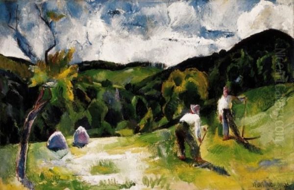 On The Field Oil Painting by Vilmos Aba-Novak