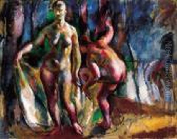 Bathers, About 1924 Oil Painting by Vilmos Aba-Novak