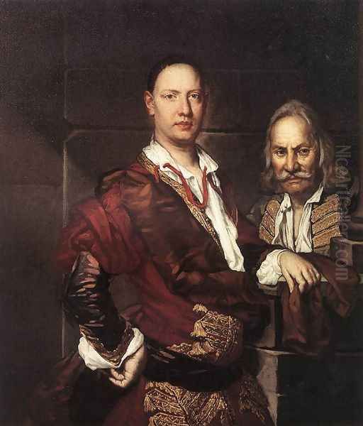 Portrait Of Giovanni Secco Suardo And His Servant Oil Painting by Vittore Ghislandi