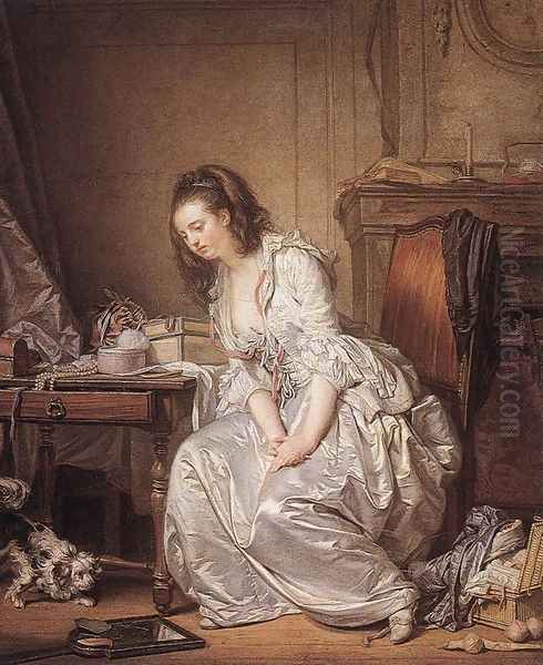 The Broken Mirror 1763 Oil Painting by Jean Baptiste Greuze