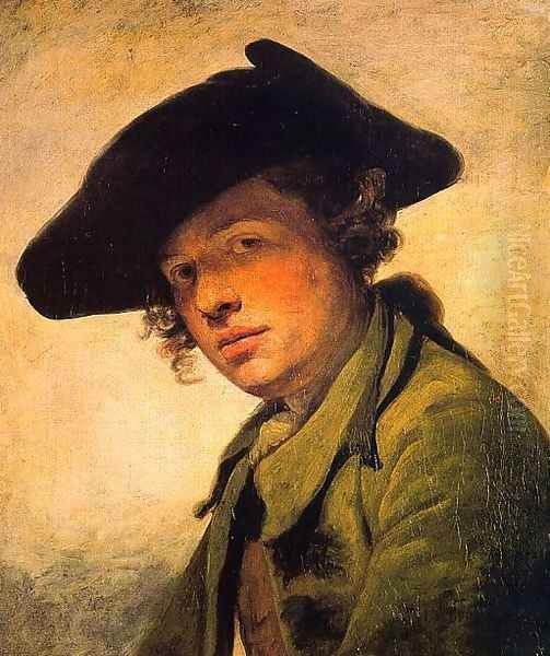 A Young Man in a Hat 1750s Oil Painting by Jean Baptiste Greuze