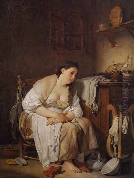 Indolence (La Paresseuse Italienne) 1756 Oil Painting by Jean Baptiste Greuze