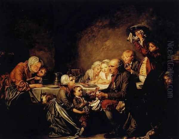 Epiphany (Le gateau des rois) 1774 Oil Painting by Jean Baptiste Greuze