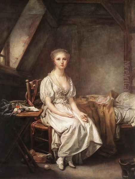 The Complain of the Watch 1770s Oil Painting by Jean Baptiste Greuze